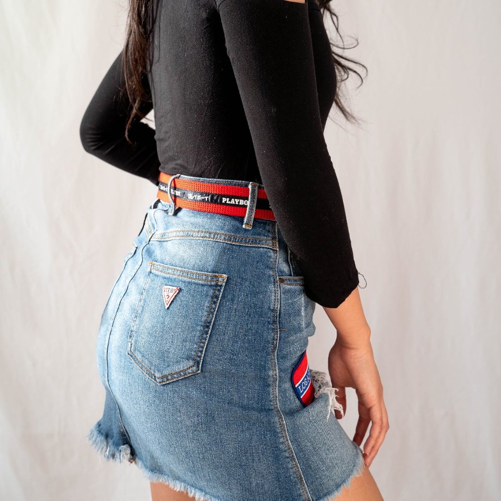 GUESS PATCHED DENIM SKIRT - Picture 7 of 7
